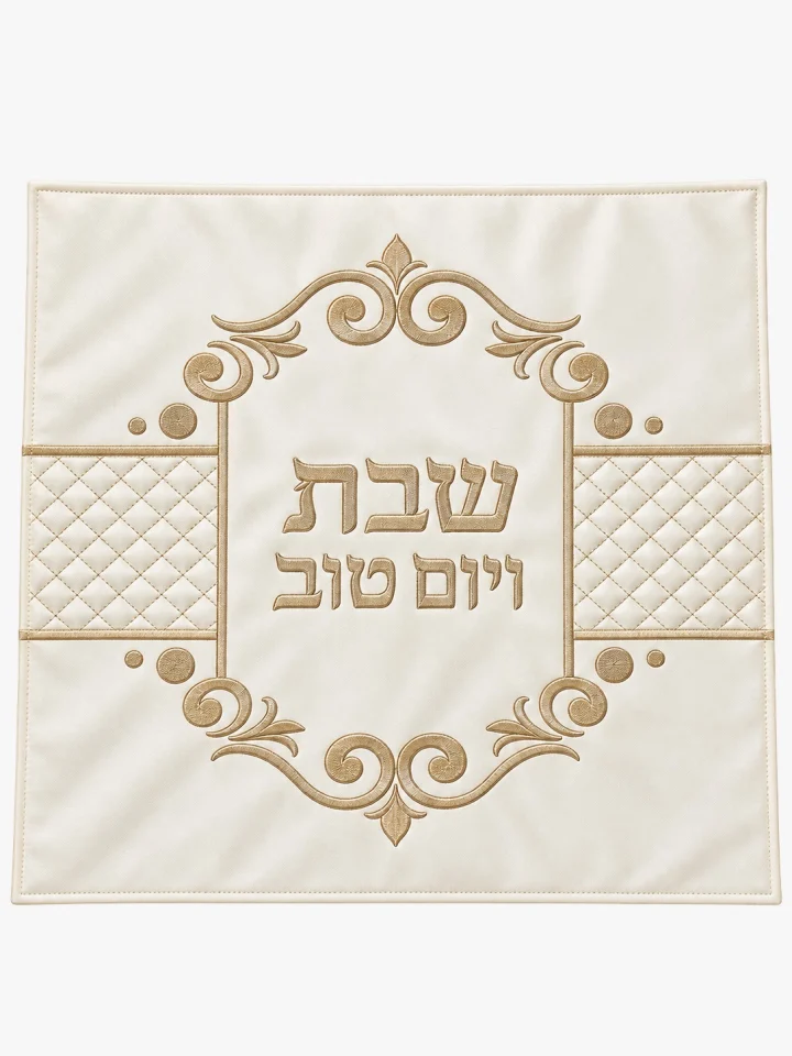 כיסוי חלה מדמוי עור לבן
