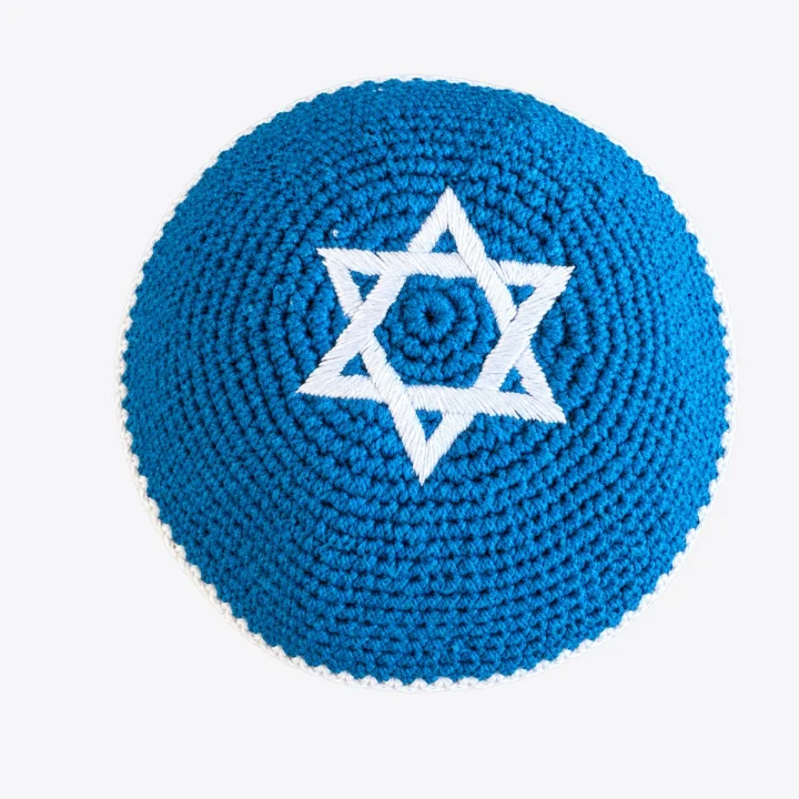 כיפה סרוגה עבודת יד — כחול (7)
