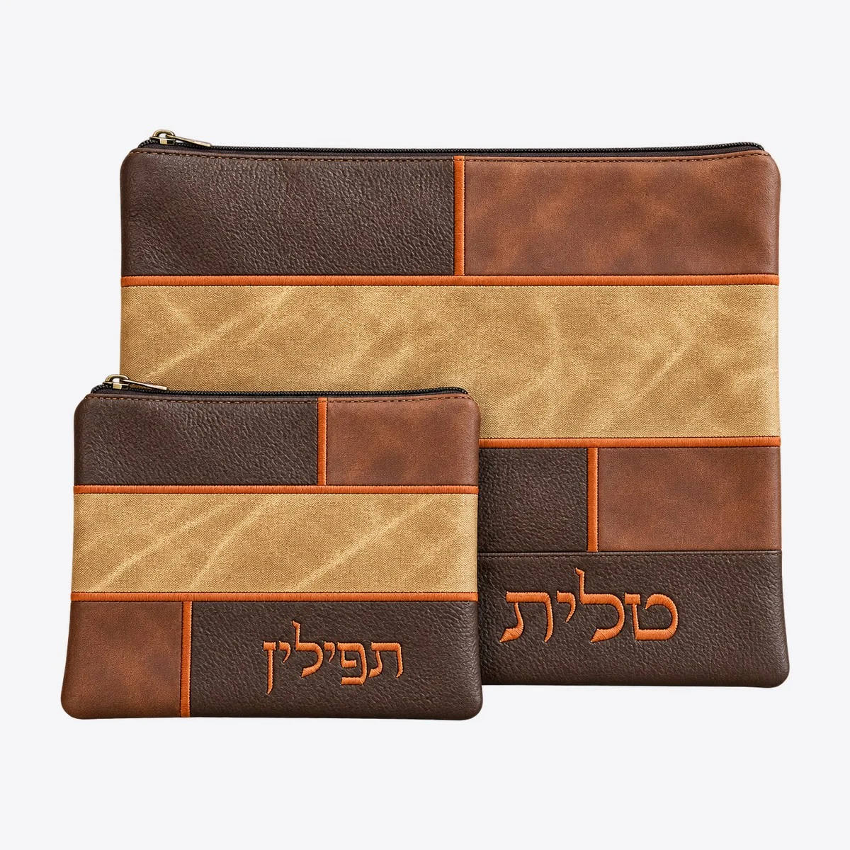 סט טלית ותפילין פאצ׳וורק חום